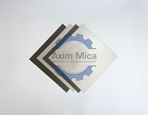Axim Mica logo displayed on a white background, emphasizing the brand's focus on mica paper thin products.